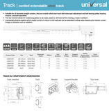 UNMT - Steel Extendable Corded Track - 100cm - 550cm