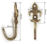 Fleur-De-Lis Golden Tie Back Hook - Brass - Pack of 4-Curtains Supplies Direct