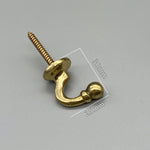 Brass Ball-End Tie Back Hook - Small - Pack of 4-Curtains Supplies Direct