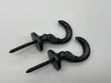 Athena Matte Black Tie Back Hook - Large 45mm - Pack of 4-Curtains Supplies Direct