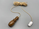 Large Walnut Vase Wood Bell Acorn with 1.5meter Gold Cord & Plastic Connector-Curtains Supplies Direct
