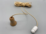 Natural Wood Bell Acorn with 1.5meter Gold Cord & Plastic Connector-Curtains Supplies Direct