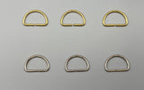 50x D Rings Curtain/Crafts Rings - Solid - Gold / Silver - 25mm