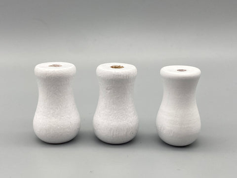 3x Mini Vase Model Acorn - Natural Wood White Coated - Pack of 3