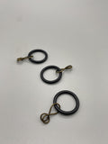Black Curtain Rod Rings With Loose Eyelet - Inner Diameter ø 20mm - Pack of 20-Curtains Supplies Direct