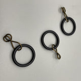 Black Curtain Rod Rings With Loose Eyelet - Inner Diameter ø 20mm - Pack of 20-Curtains Supplies Direct